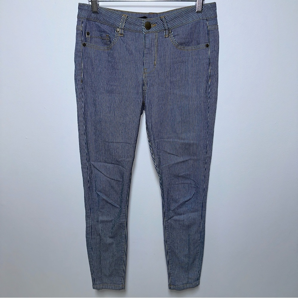 Harper Navy & White Striped Stretch Denim Capris